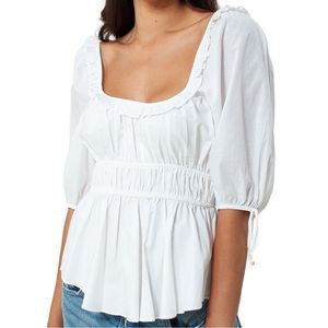 Hale Bob White Ruffle Blouse